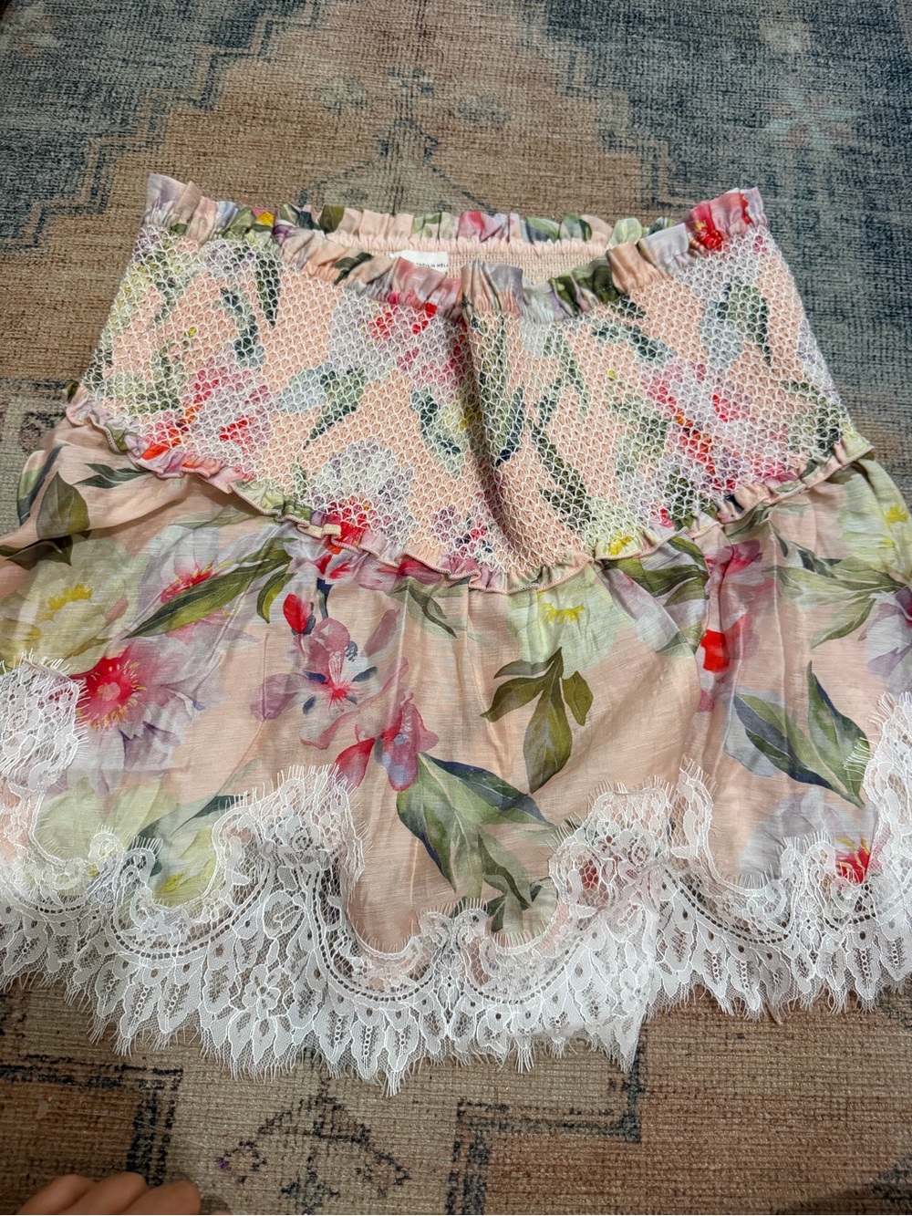 Floral Lace Trim Women's Shorts - Pink Floral